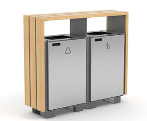 BLOC Double FSC timber and metal litter bin