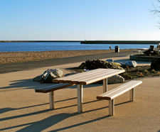 SCROLL FSC timber and metal picnic table and benches