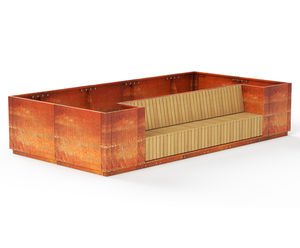 CUBIT Folded Top FSC timber and corten planter seating