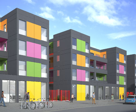 Colourful VIVIX® façade for UK’s first Pop-Up Village 