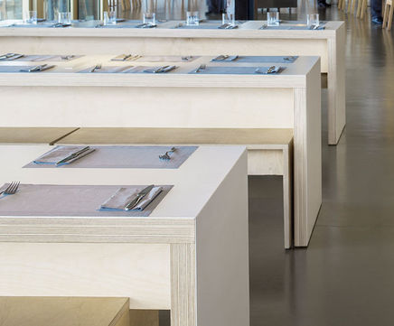 Laminate surfaces for contemporary cooking school