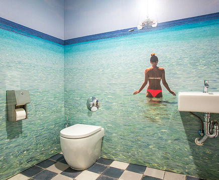 Younique® island imagery transforms washrooms in Ibiza