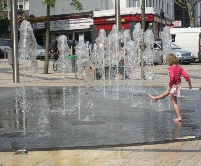 Dry plaza water feature - Lyric Square, Hammersmith