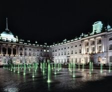 Illuminated dry plaza fountain - Somerset House