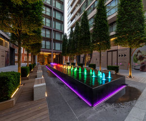 Illuminated table-top clock fountain - One Tower Bridge