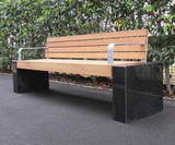 Elements® customisable seat and bench - timber with granite block ends - on this page