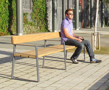 Ribbon - recycled steel and iroko timber outdoor seats and benches