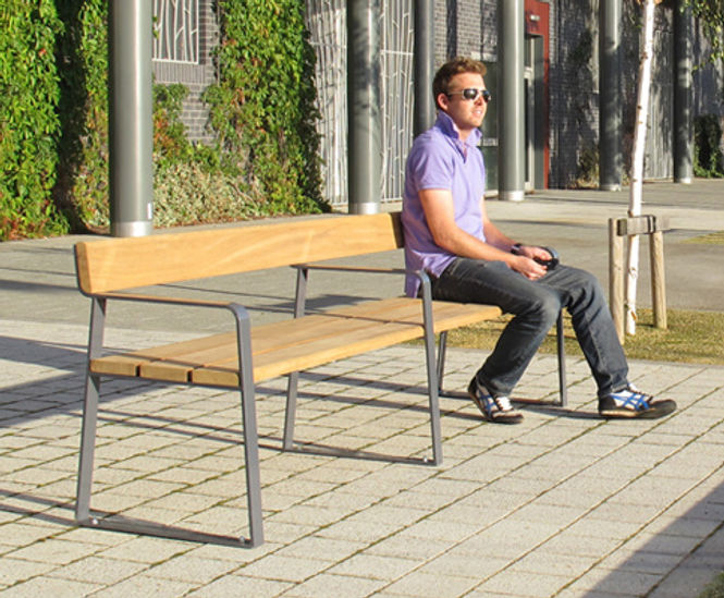 Ribbon - recycled steel and iroko timber outdoor seats and benches