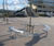 Zenith timber and steel curved outdoor bench 1