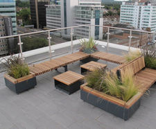 RailRoad seating and planters for Croydon roof garden