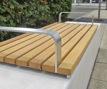 Fortis Modular Wall-Top Seating - recycled steel and timber wall bench