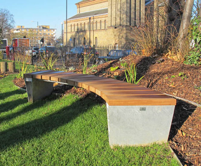 Curved seating installed at luxury new development