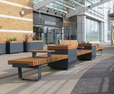 RailRoad planters and integrated seating for Westquay