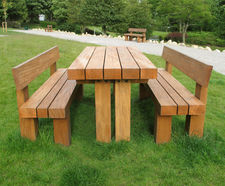Cheshunt Picnic Bench & Table - Opepe timber outdoor seating
