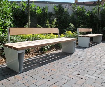 Veeva Modular Seat & Bench - recycled steel and timber outdoor seating