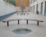 Zenith timber and steel curved outdoor bench - on this page