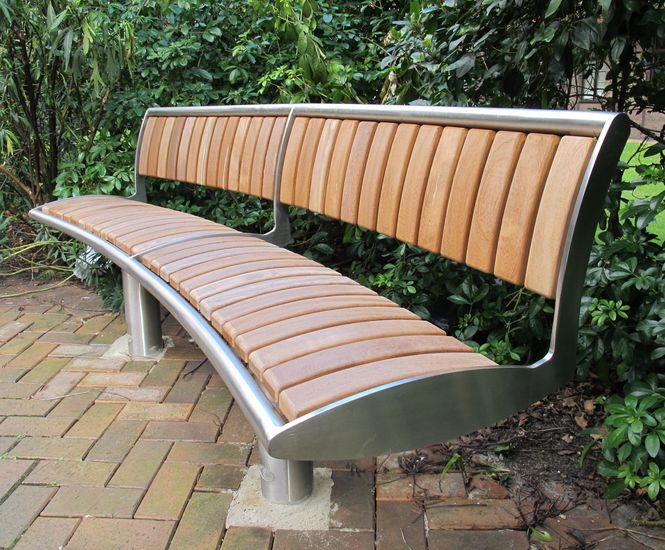 Zenith® curved outdoor seating - timber and steel