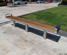 Zenith Bench - steel and timber contemporary outdoor seating