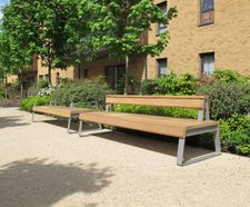 Ribbon XL - recycled steel and Iroko timber oversized bench