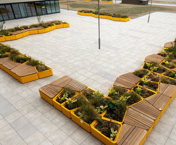 Seats and planters for IKEA's new rooftop terrace