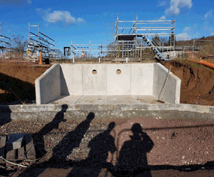 Bespoke precast retaining headwall at Mauldslie WWTW