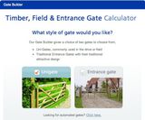 Timber, field and entrance gate calculator - on this page