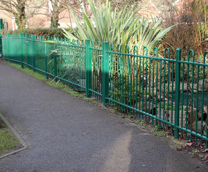 Anti-trap bow top fencing and gates secure infant school
