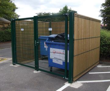 Welded mesh with timber façade outdoor storage compounds