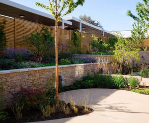 Timber hit & miss panels for garden at NHS Spinal Unit