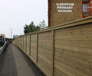 Acoustic barrier reduces traffic noise for school
