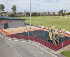 Metal bowtop playground fencing - Rhyl Rugby Club