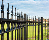 Ornamental railings and gates protect Vicarage Community Park - on this page
