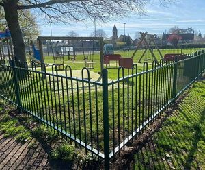 Metal playground fencing for Parish Council play park