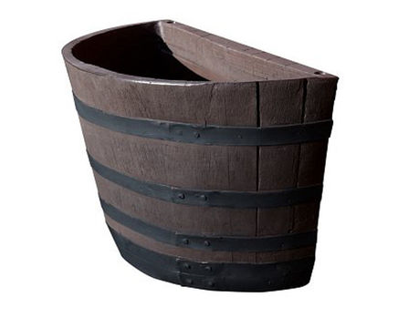 Half-barrel self-watering replica wood planter (BRL-HP)