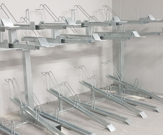 Two-tier cycle racks creates a secure & organised bicycle parking facility