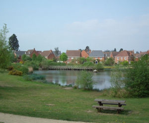 SuDS scheme, housing development, Hampshire