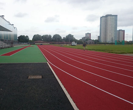 Synthetic athletics track installation