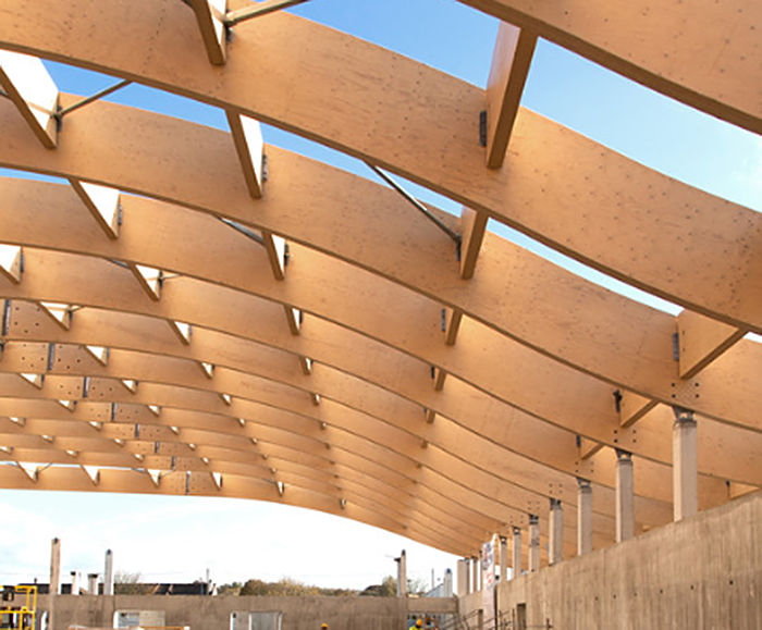 Engineered LVL timber rafters for sports complex Metsä Wood UK ESI
