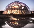 Sustainable timber beams create dome-shaped pavilion