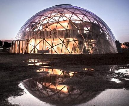 Sustainable timber beams create dome-shaped pavilion