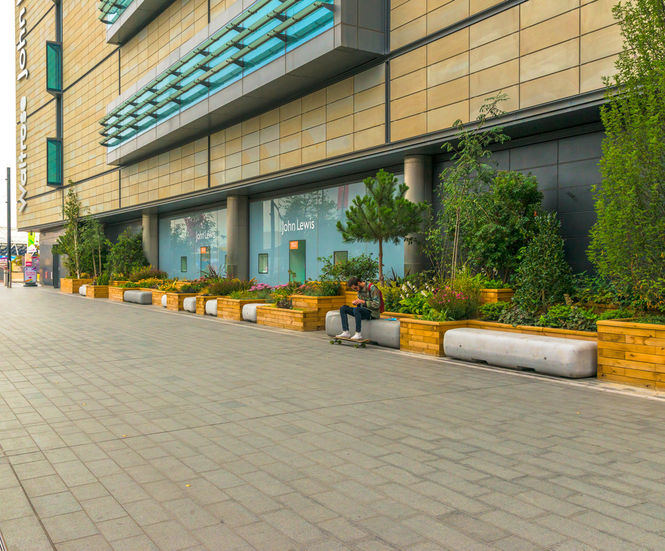 Bespoke timber planters for Westfield shopping centre