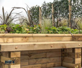 WoodBlocX™ bench seating planter