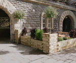 Wooden planters for restaurant's outdoor dining area