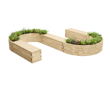 Lochaber modular timber planters with bench seating