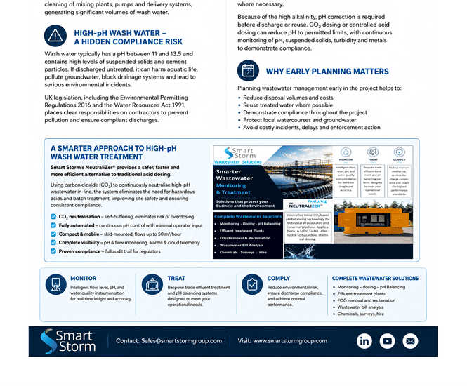 Solution to manage High-pH Grouting Wash Water in Tunnel Construction