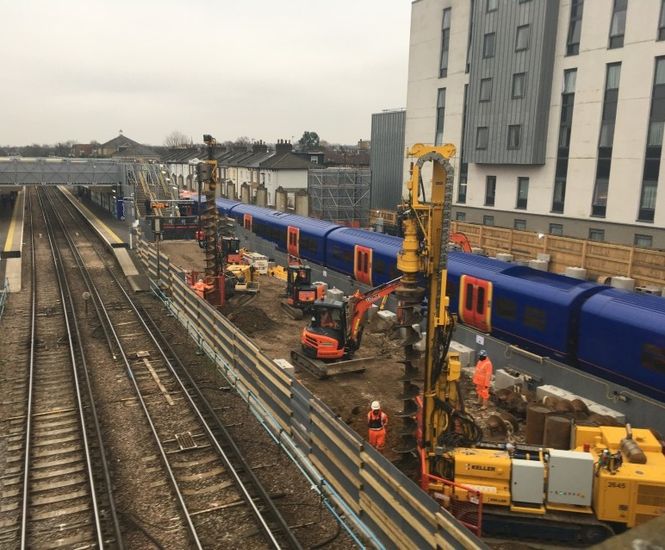 CFA piling for new flats and offices above rail station