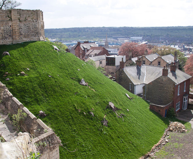 Steep slope turfing and stabilisation, Lincoln Castle