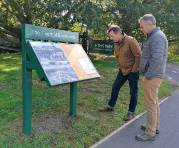 Wayfinding scheme for new walking/cycling route at Brooklands Heritage area