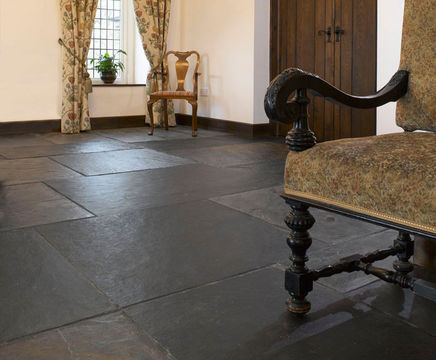 Black riven slate tiles