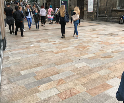 Elara Chinese Granite - setts and cobbles with buff, orange and grey tones